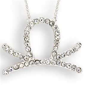 Silver Brass Chain Pendant with Top Grade Crystal in Clear for Women Style SNK01