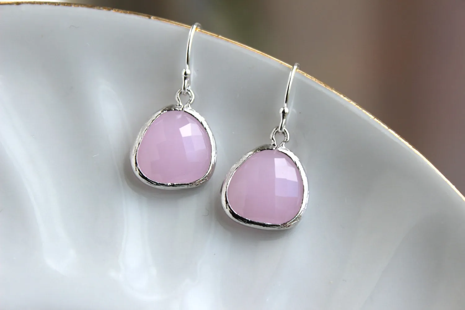 Silver Pink Opal Earrings - Light Pink Earrings - Silver Pink Jewelry - Sterling Silver Earwires - Bridesmaid Jewelry - Wedding Earrings