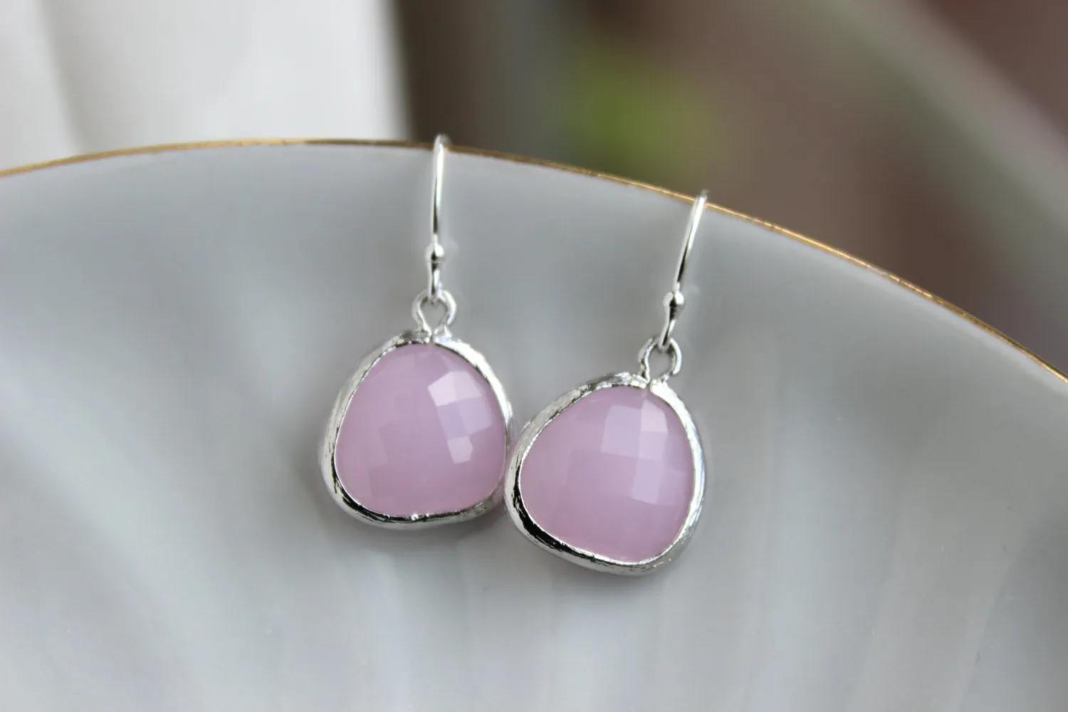 Silver Pink Opal Earrings - Light Pink Earrings - Silver Pink Jewelry - Sterling Silver Earwires - Bridesmaid Jewelry - Wedding Earrings