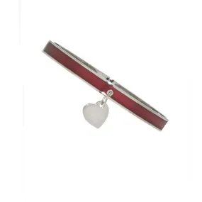 Silvertone Hanging Heart Red Bangle Bracelets