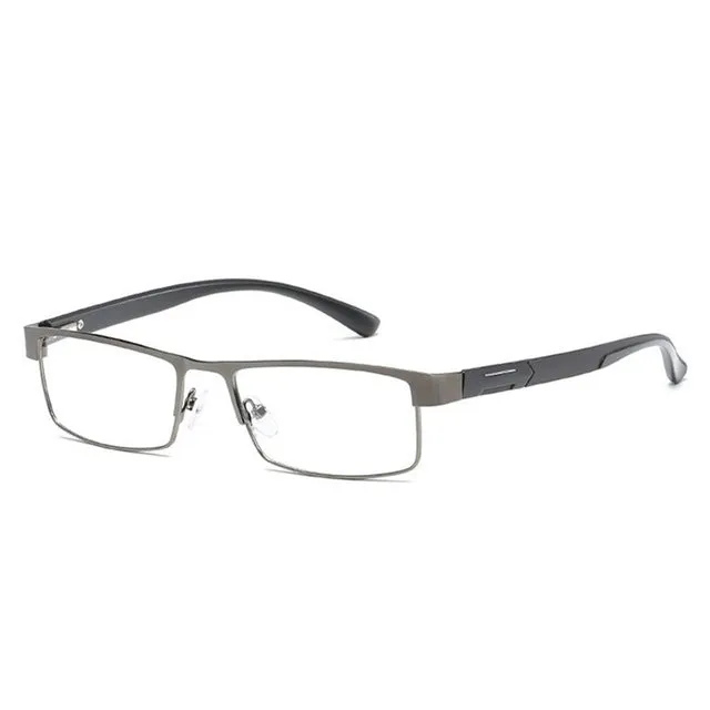 Simple Matel Frame Reading Glasses Hyperopia Eyeglasses  1.50D(Gun-color)