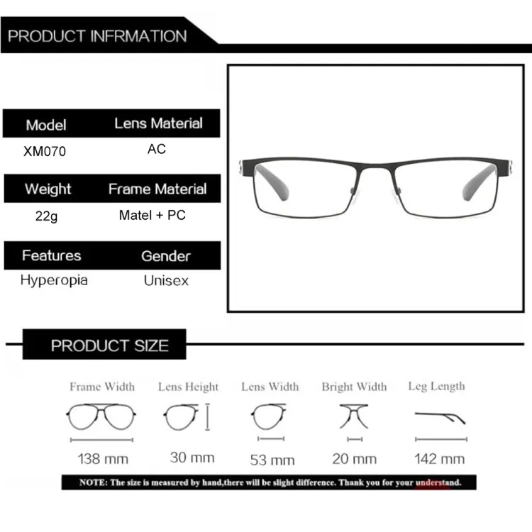 Simple Matel Frame Reading Glasses Hyperopia Eyeglasses  1.50D(Gun-color)