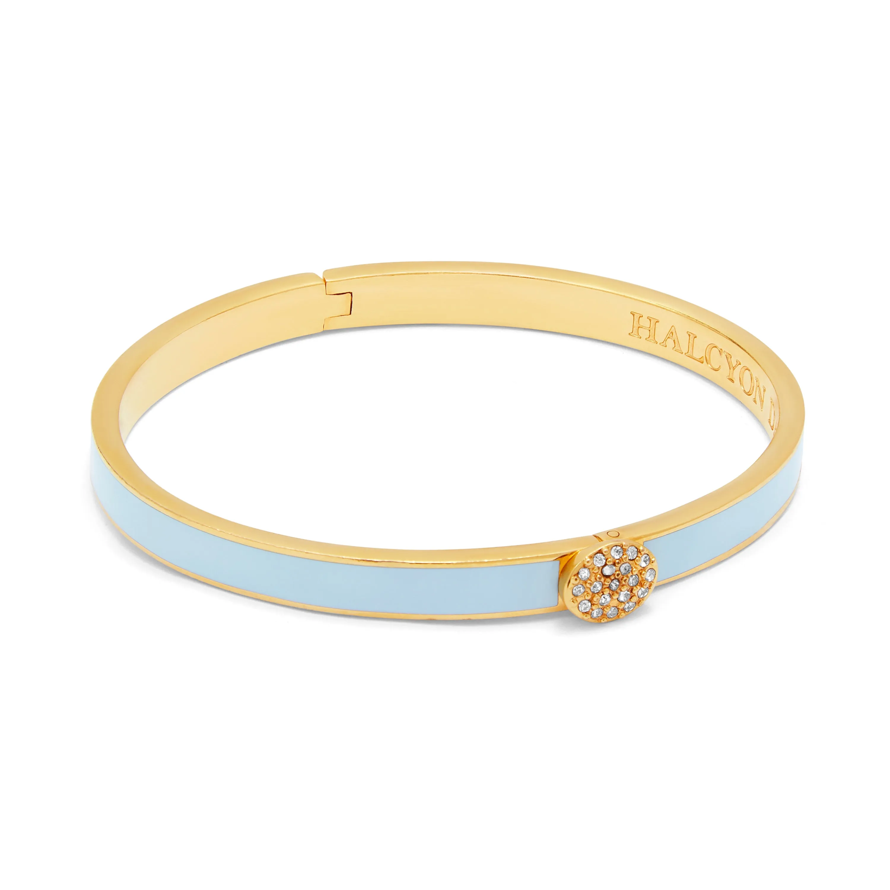 Skinny Pave Button Forget-Me-Not & Gold Bangle