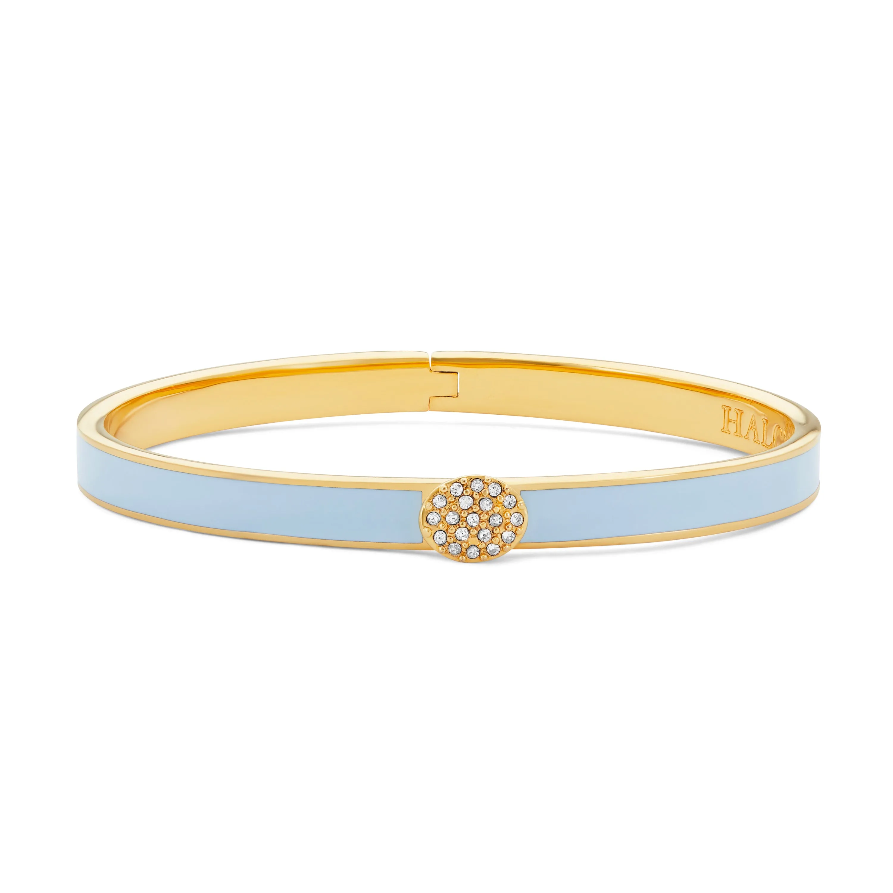 Skinny Pave Button Forget-Me-Not & Gold Bangle