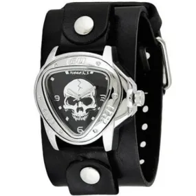 Skull Triangle Black Watch with Black Leather Cuff