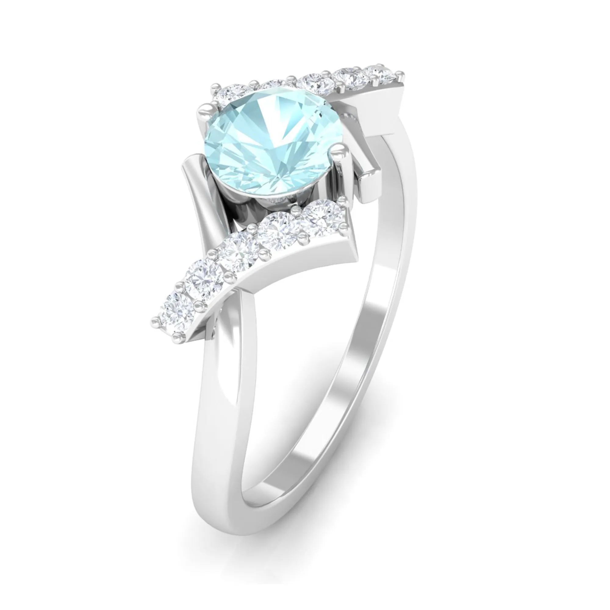 Sky Blue Topaz and Diamond Designer Promise Ring