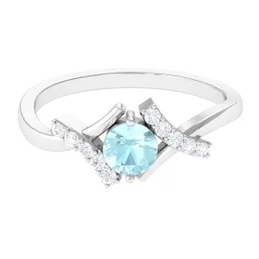 Sky Blue Topaz and Diamond Designer Promise Ring