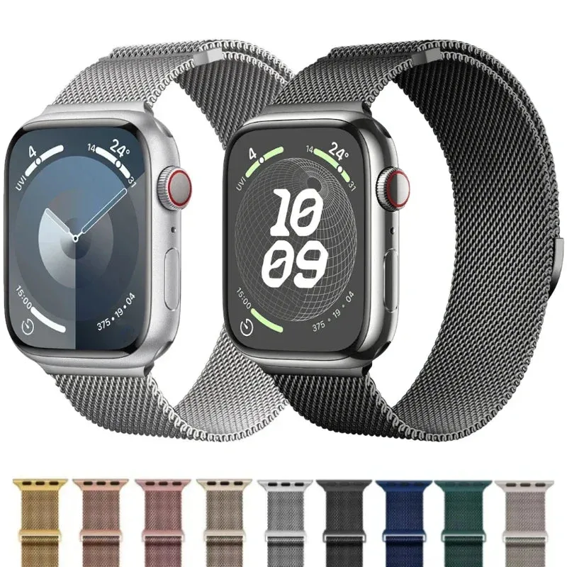 Sleek, Stainless Steel Milanese Loop Metal Band for Apple Watch