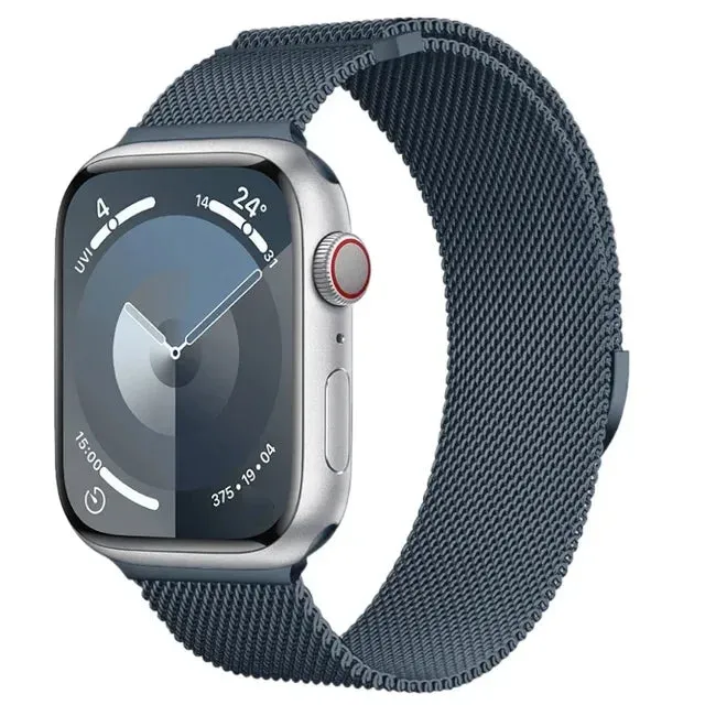 Sleek, Stainless Steel Milanese Loop Metal Band for Apple Watch