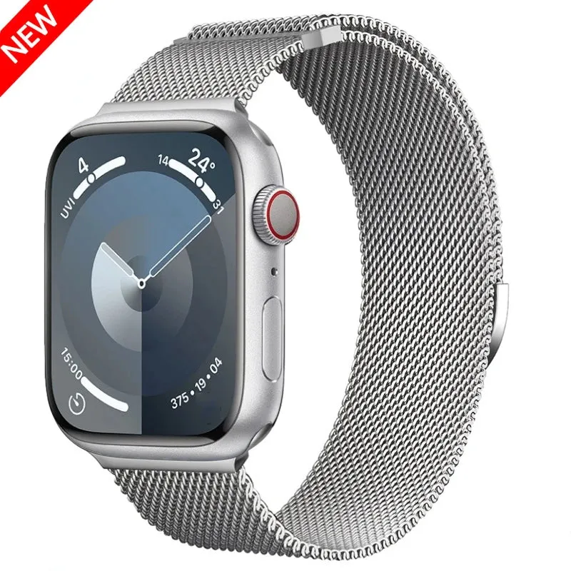 Sleek, Stainless Steel Milanese Loop Metal Band for Apple Watch