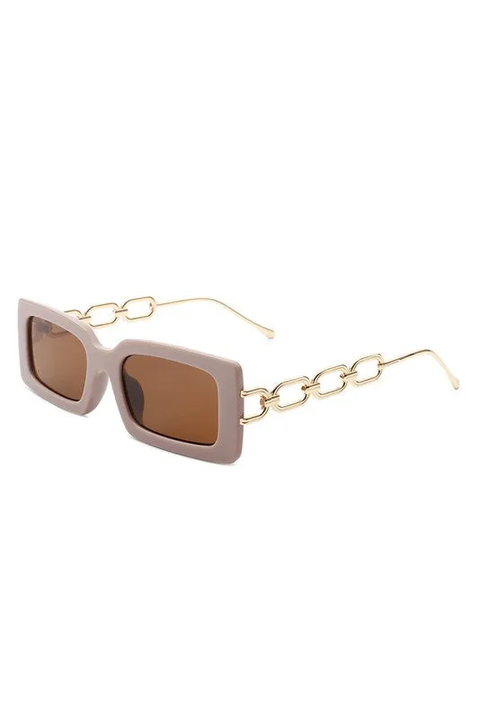 Square Flat Top Chain Link Design Sunglasses