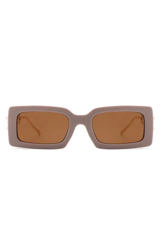 Square Flat Top Chain Link Design Sunglasses