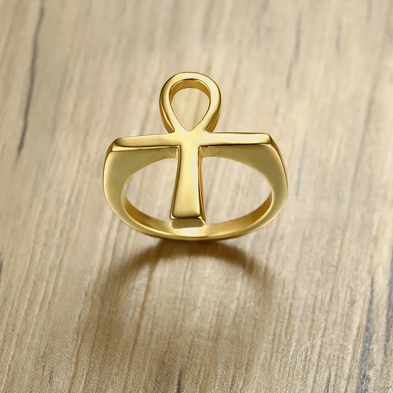 Stainless Steel Egyptian Ankh Ring