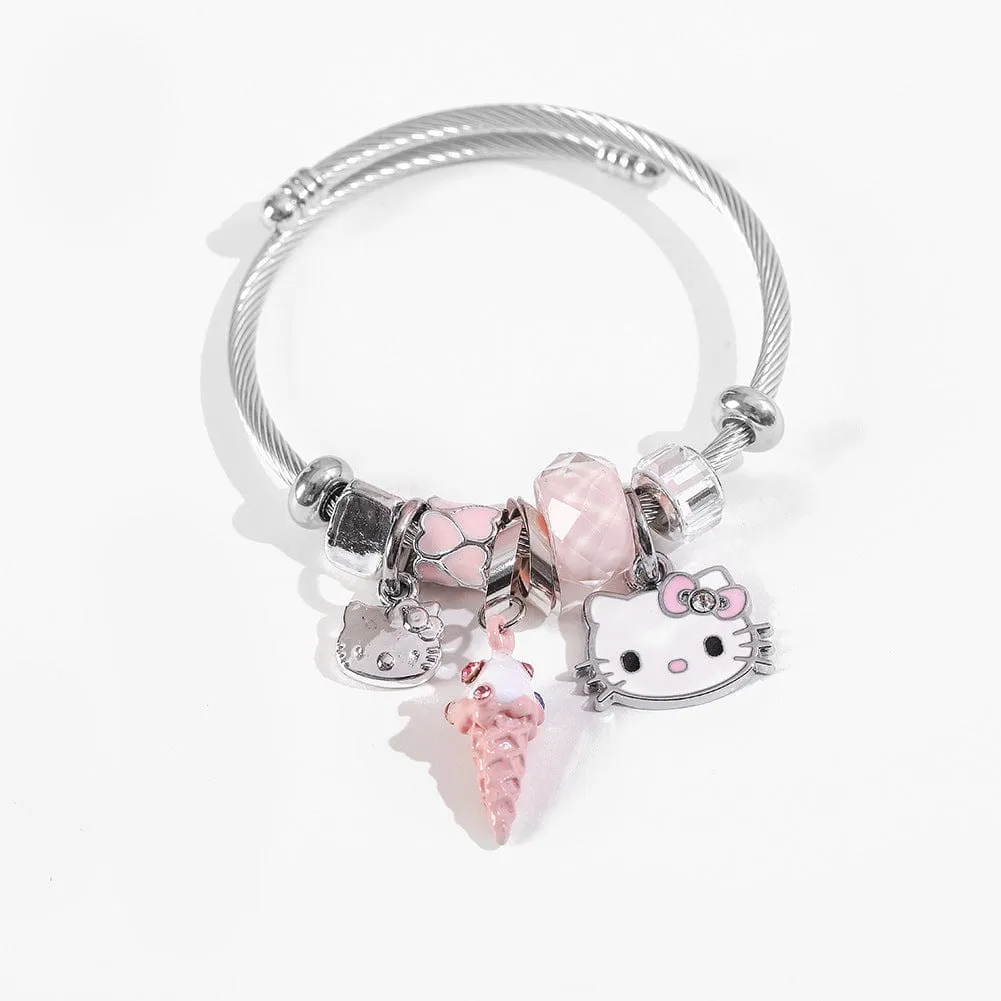 Stainless Steel Kitty Bangle Bracelet