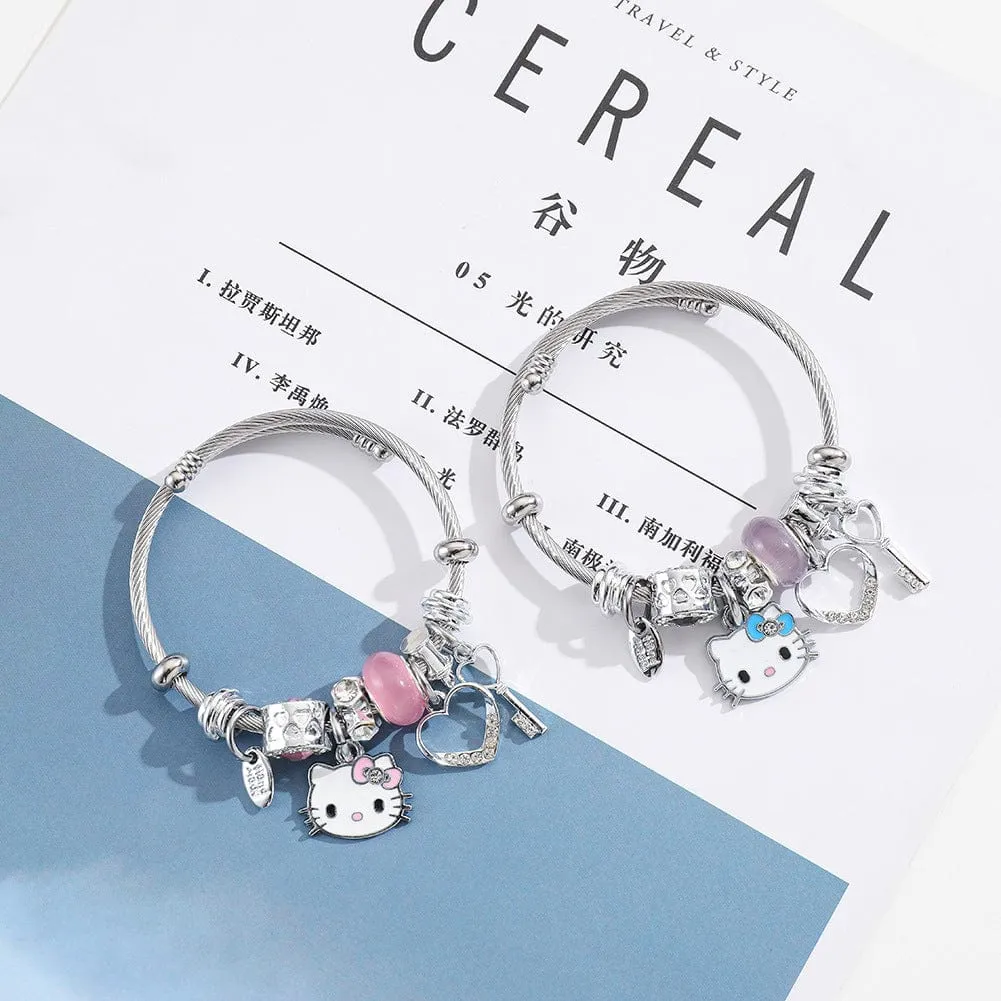 Stainless Steel Kitty Bangle Bracelet