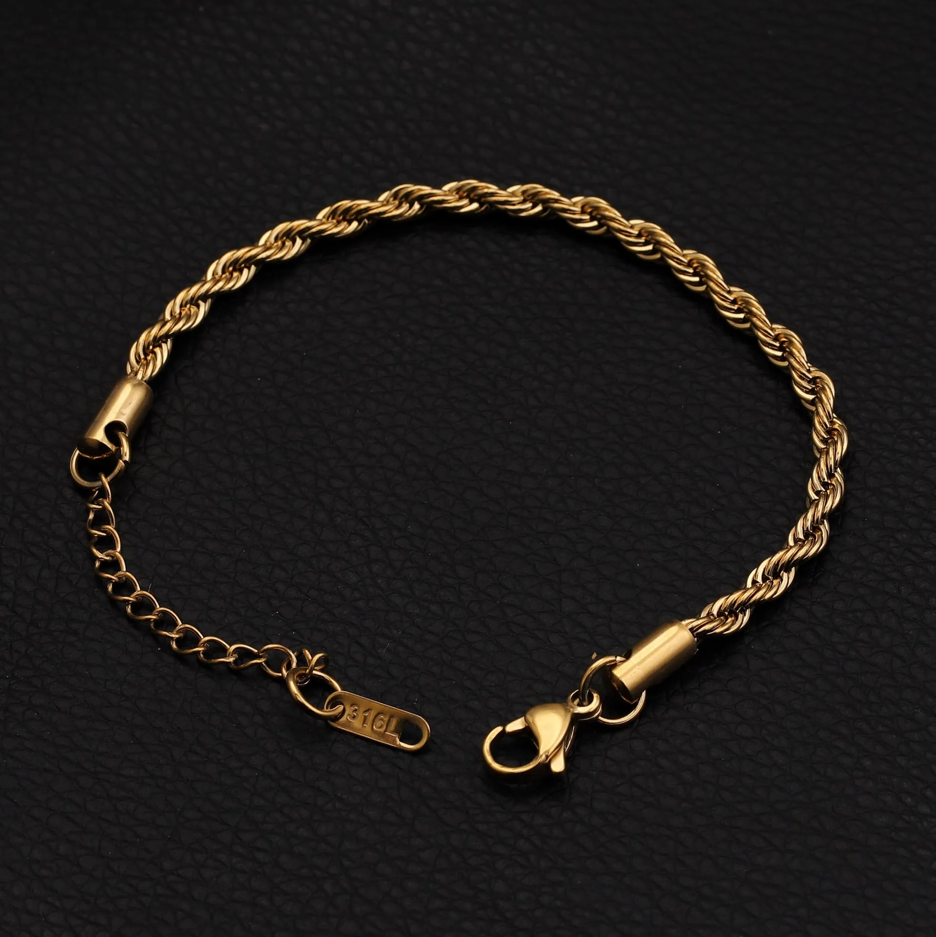 Stainless Steel Twist Braided Bracelet Gold Girls