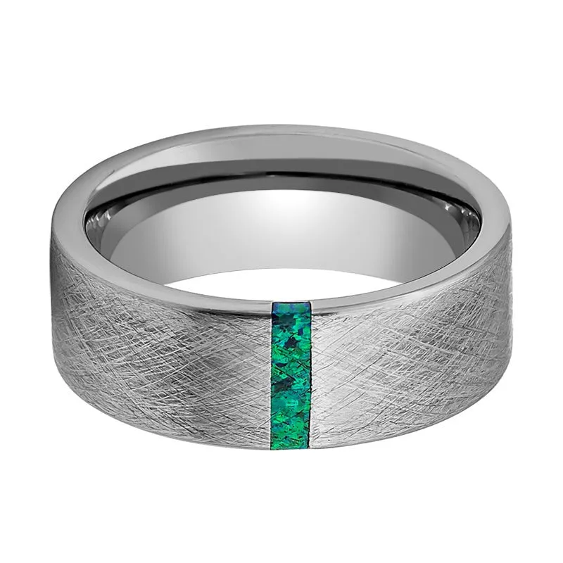 STARK | Tungsten Ring Lime Green Opal Bar