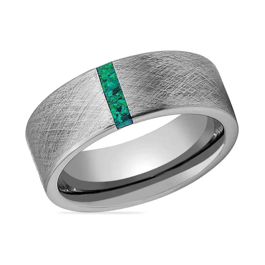 STARK | Tungsten Ring Lime Green Opal Bar