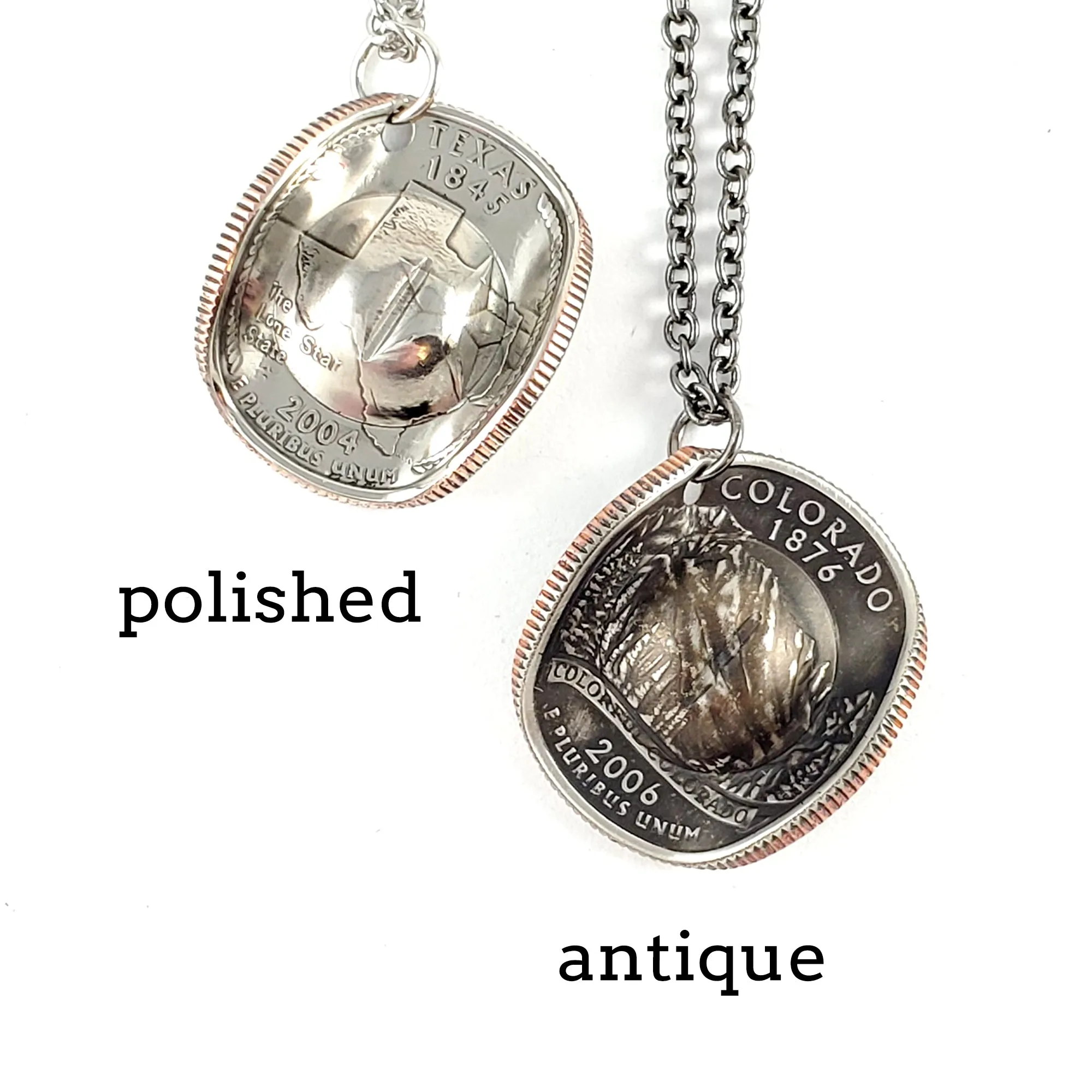 State Quarter Cowboy Hat Coin Necklace - Wholesale