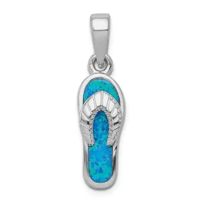 Sterling Silver Opal 27X8MM Sandal Pendant. Chain Not Included