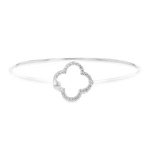 Sterling Silver Open Flower Plain Bangle