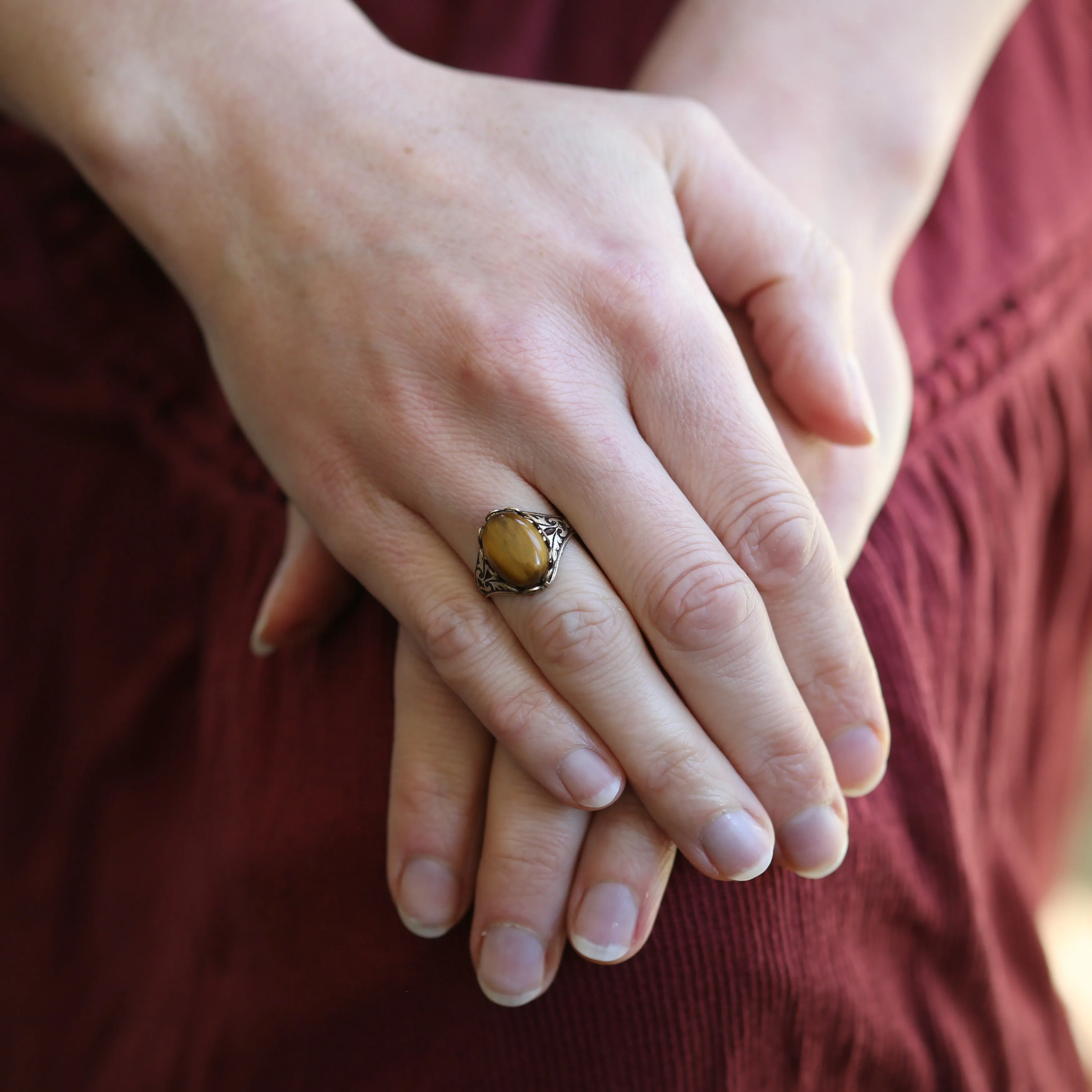 Stone Ring - Tigereye, Goldstone, Carnelian or Leopardskin Jasper