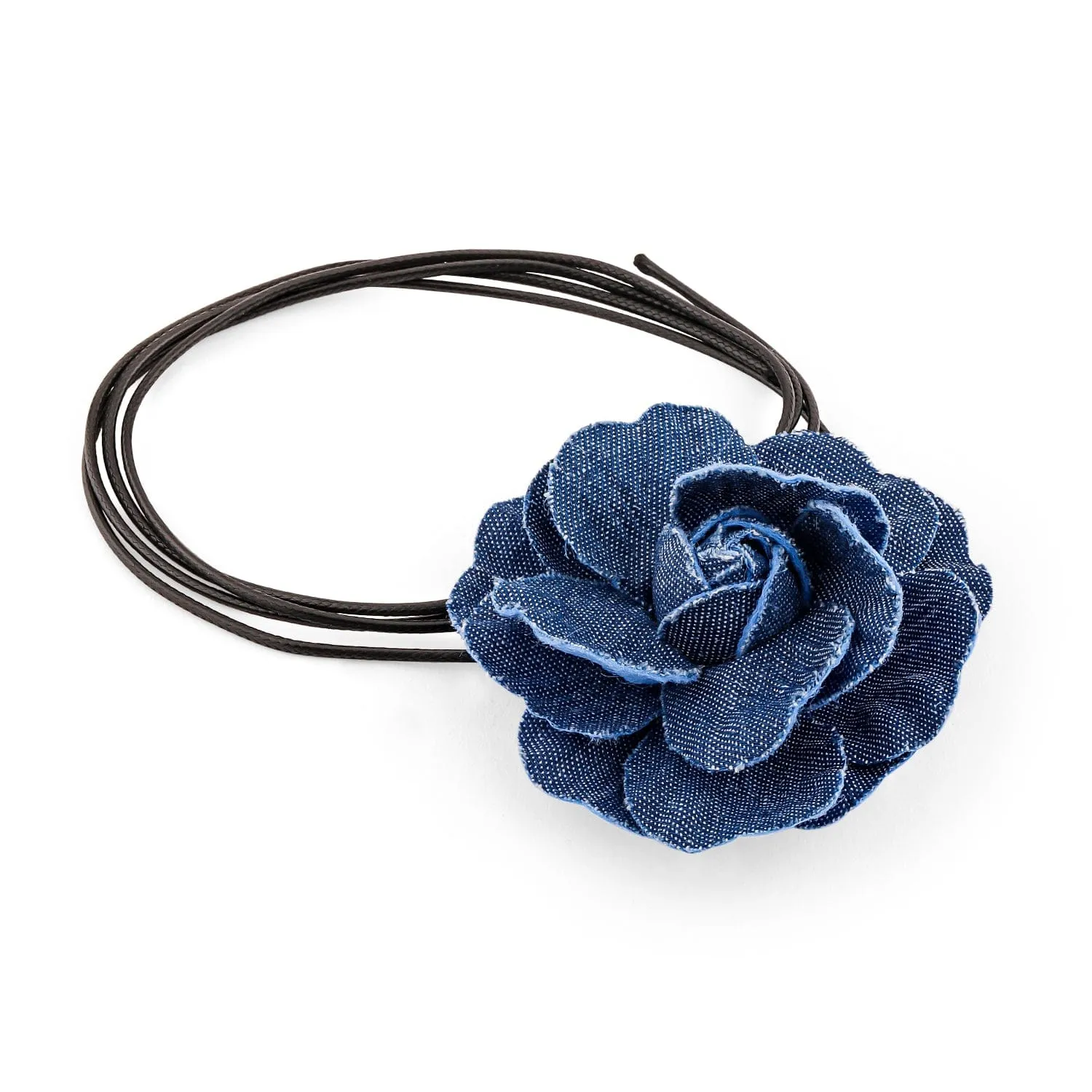 Stylish Denim Blue Flower Statement Choker Necklace