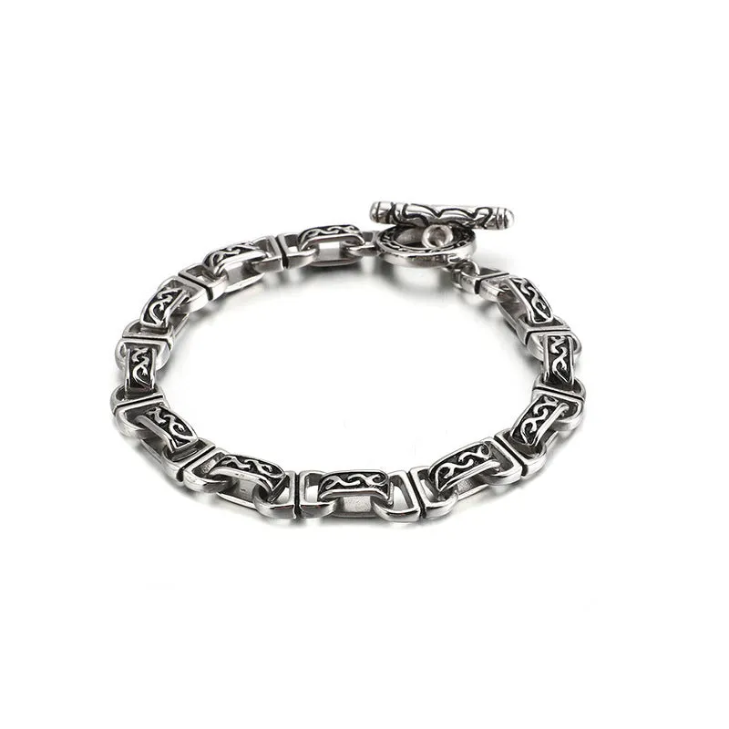 Stylish Retro Punk Men's Titanium Steel Bracelet - Trendy European and American Fashion Accessory