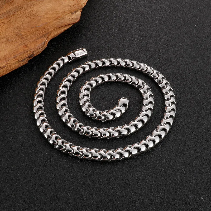 Stylish Titanium Steel Multi-length Keel Chain Bracelet and Necklace for Men