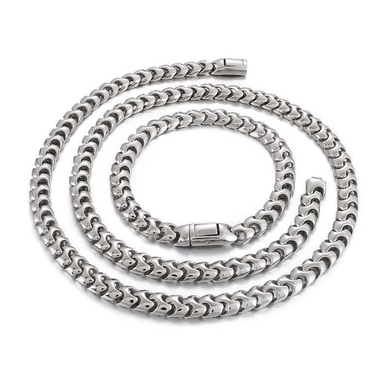 Stylish Titanium Steel Multi-length Keel Chain Bracelet and Necklace for Men