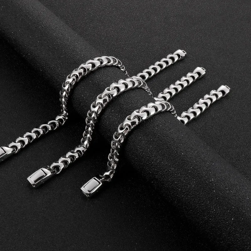 Stylish Titanium Steel Multi-length Keel Chain Bracelet and Necklace for Men