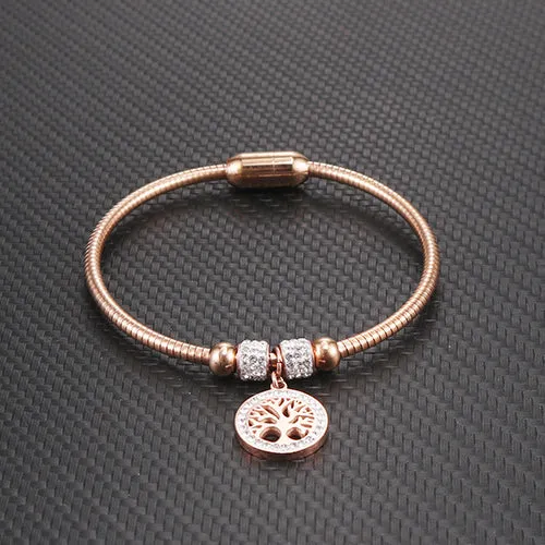 Stylish Titanium Steel Tree of Life Bracelet for Girls - Personalized European and American Fashion Jewelry