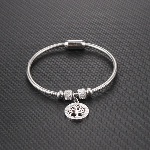 Stylish Titanium Steel Tree of Life Bracelet for Girls - Personalized European and American Fashion Jewelry