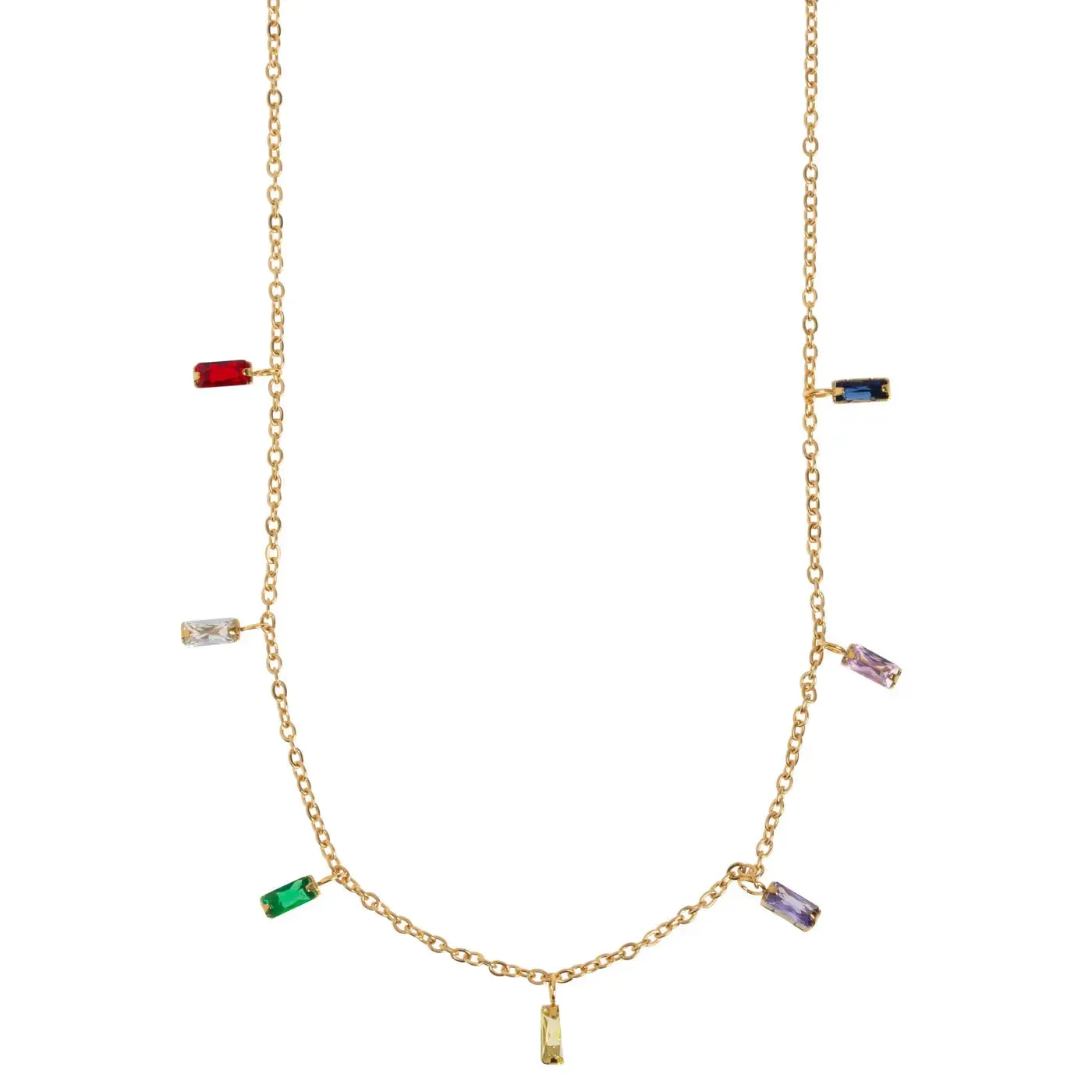 Suki - Multi Colored Chain Necklace Stainless Steel