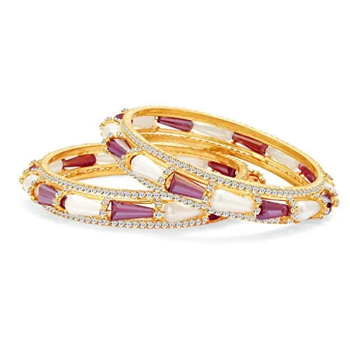 Sukkhi Splendid Gold Plated Crystal Pearl AD Bangle For Women