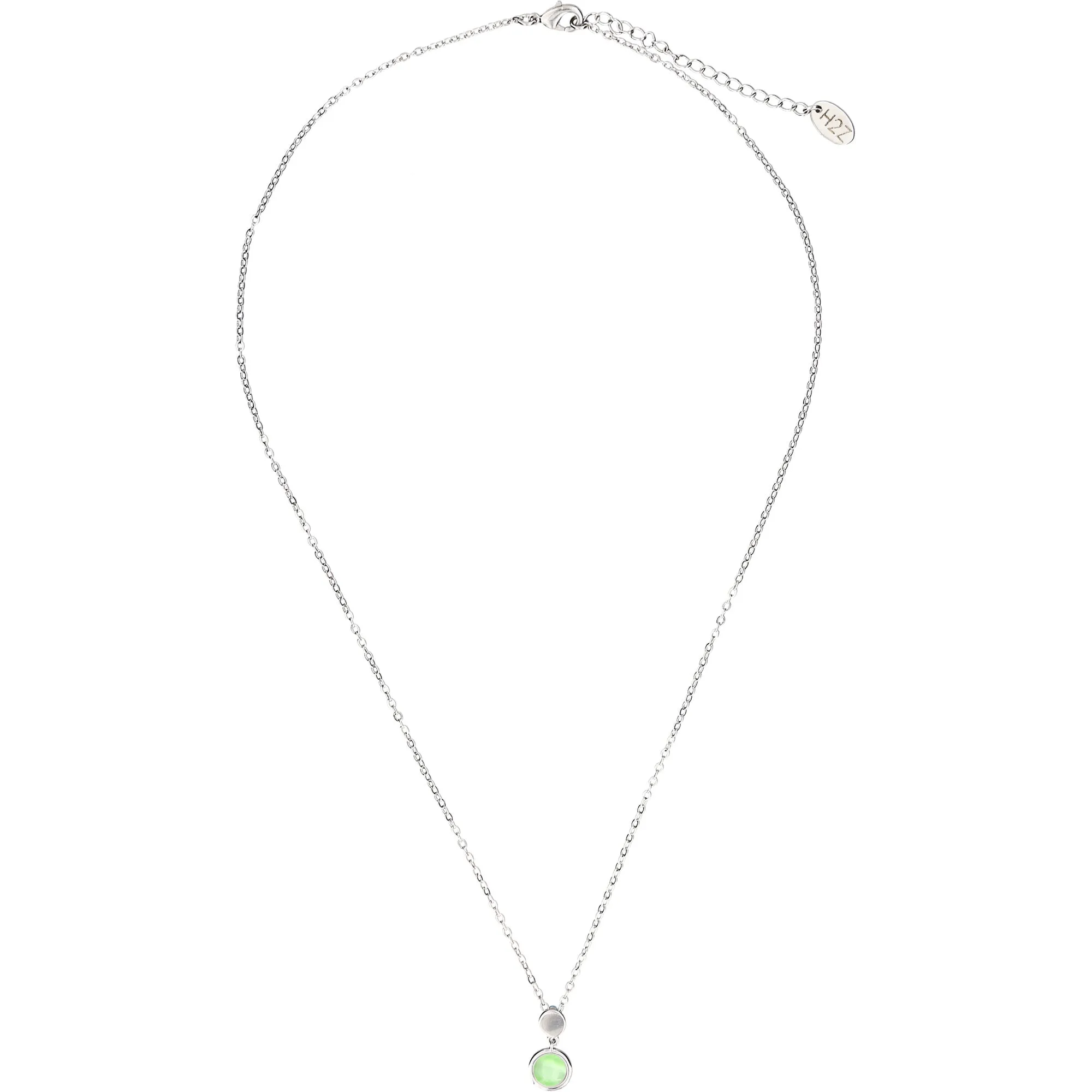 Survivor Iced Lime Opal 16.5"-18.5" Rhodium Plated Inspirational Necklace