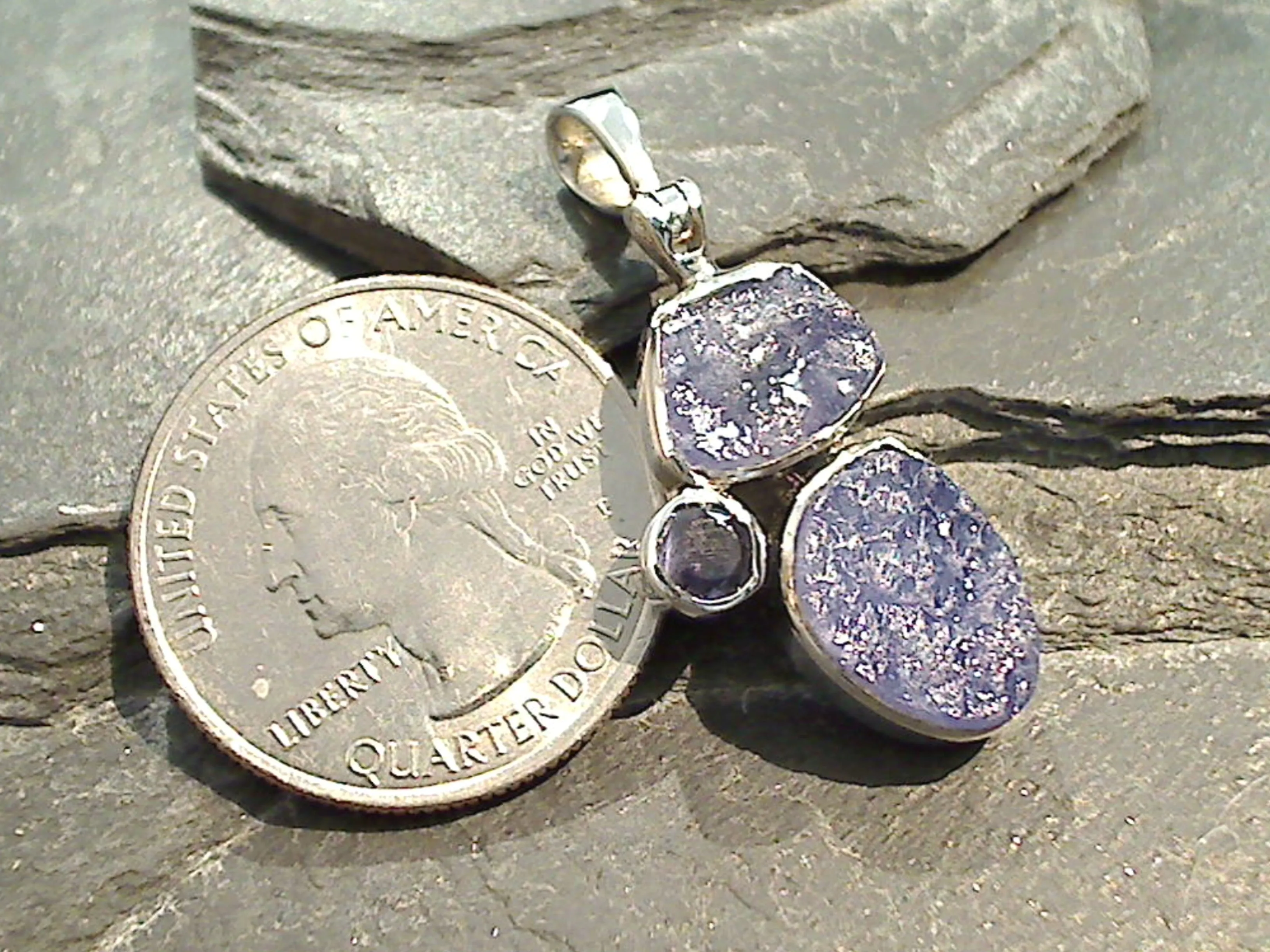 Tanzanite, Iolite, Sterling Silver Pendant