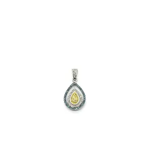 Tear Drop Blue, Yellow and White Diamond Pendant