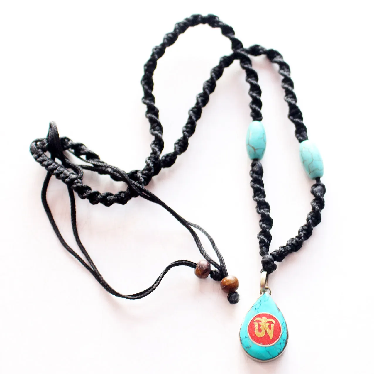 Tear Drop Turquoise Tibetan Om Pendant