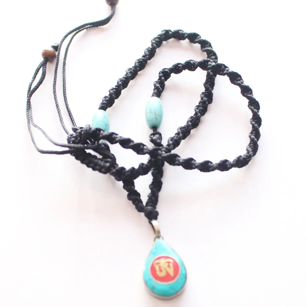 Tear Drop Turquoise Tibetan Om Pendant