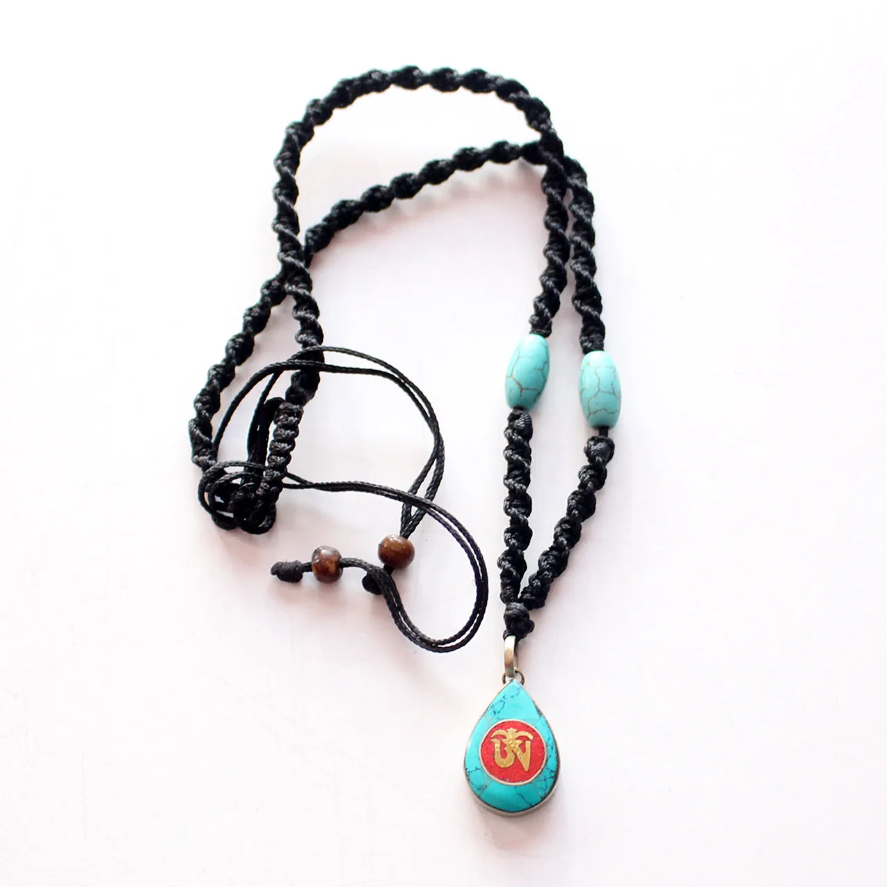 Tear Drop Turquoise Tibetan Om Pendant