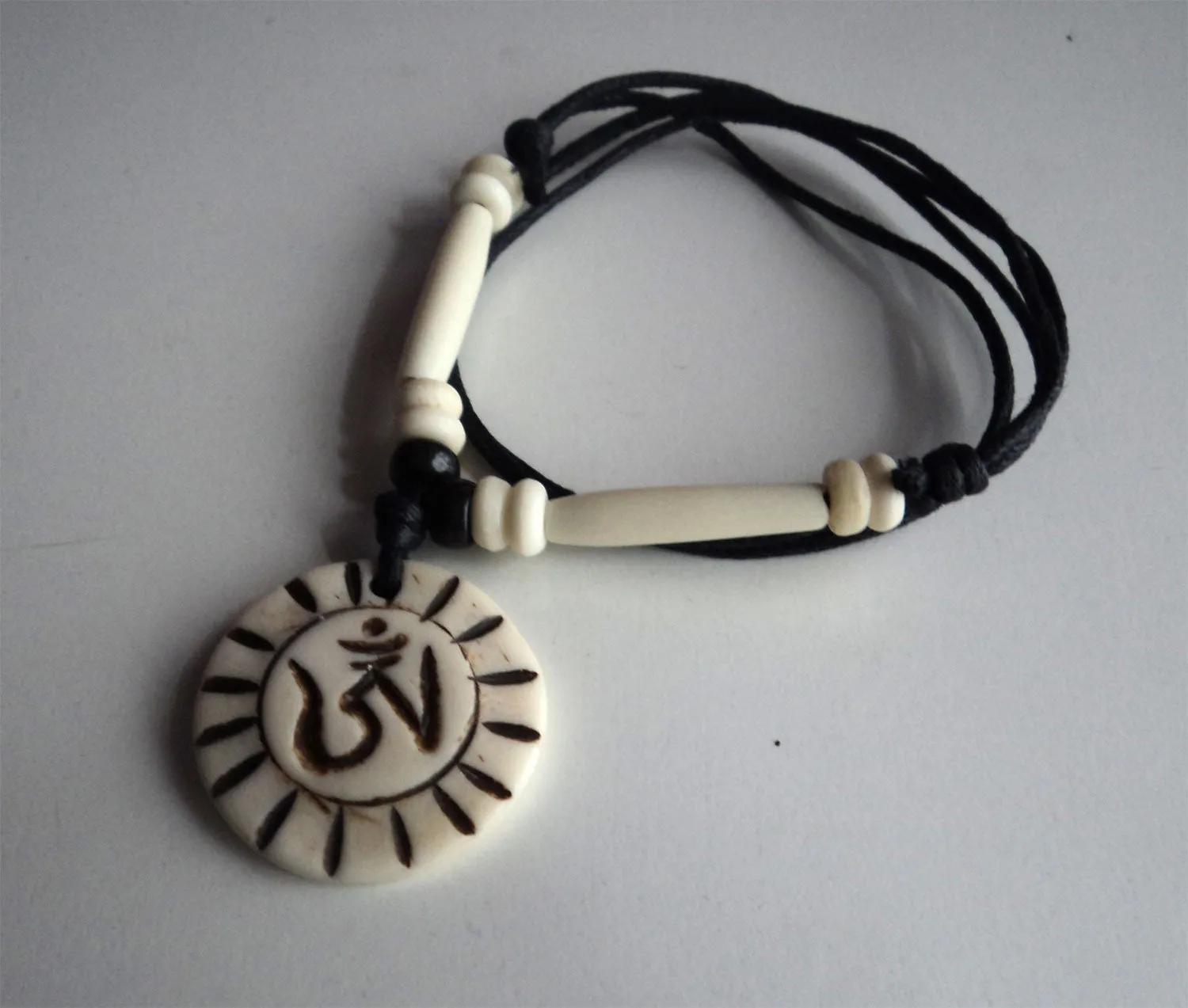 Tibetan Om Sun Power Bone Necklace