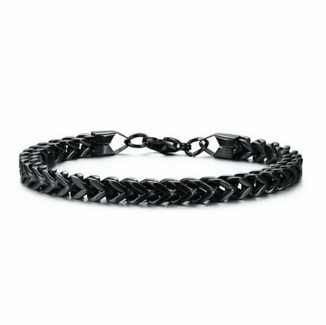 Titanium Steel Double Row Stainless Steel Hip Hop Style Titanium Steel Bracelet