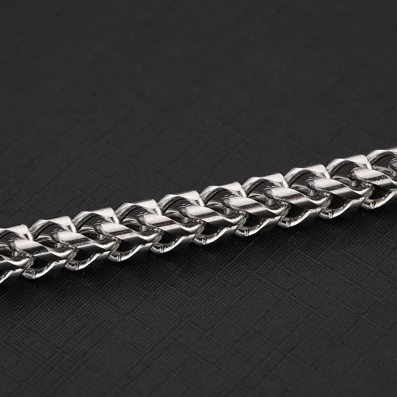 Titanium Steel Double Row Stainless Steel Hip Hop Style Titanium Steel Bracelet