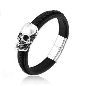 Titanium Steel Men's Personalized Skull Bracelet - Edgy Punk Jewelry for the Bold