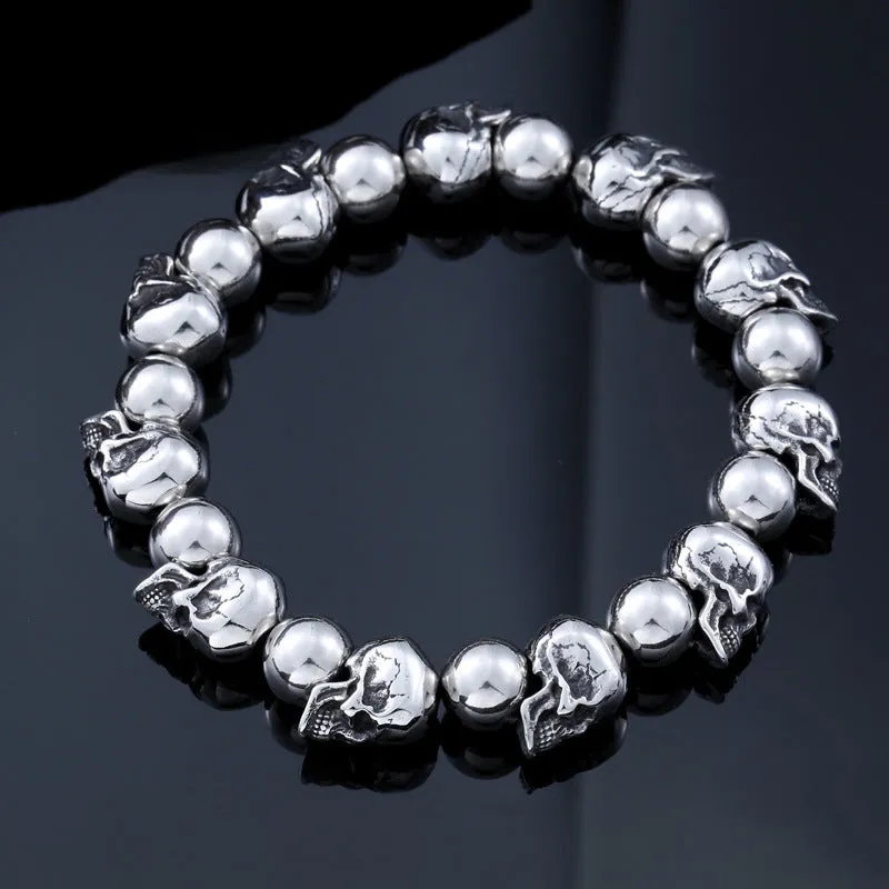 Titanium Steel Men's Punk Skull Bracelet - Edgy Cross-Border Fashion Jewelry