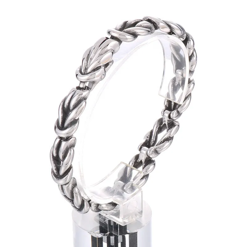 Titanium Steel Men's Rope Knot Bracelet with Niche Design and Safety Closure