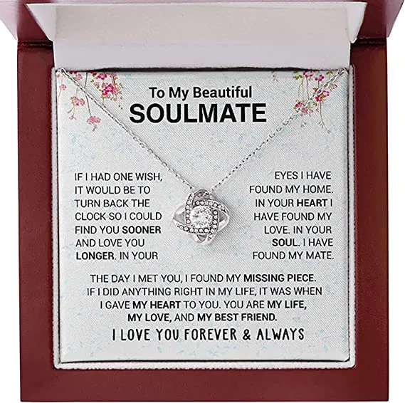 To My beautiful Soulmate Necklace - Wife Gifts From Husband To My Wife Necklace, Gift for Her Romantic