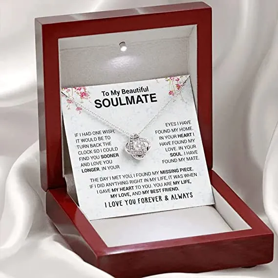 To My beautiful Soulmate Necklace - Wife Gifts From Husband To My Wife Necklace, Gift for Her Romantic