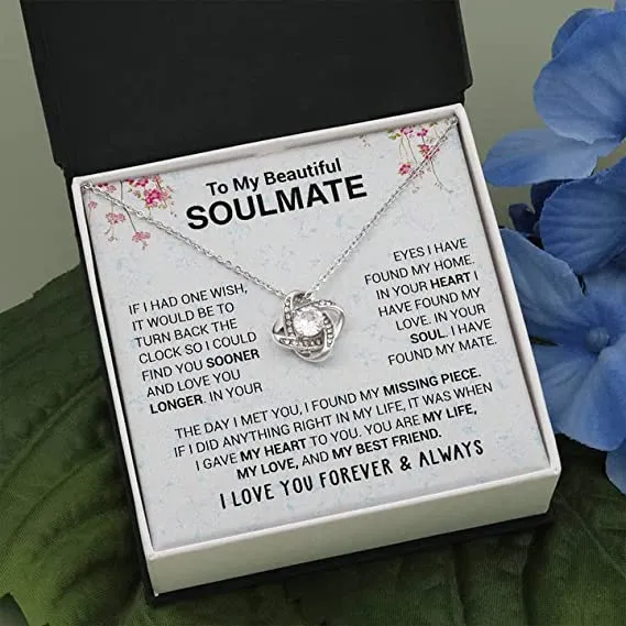 To My beautiful Soulmate Necklace - Wife Gifts From Husband To My Wife Necklace, Gift for Her Romantic